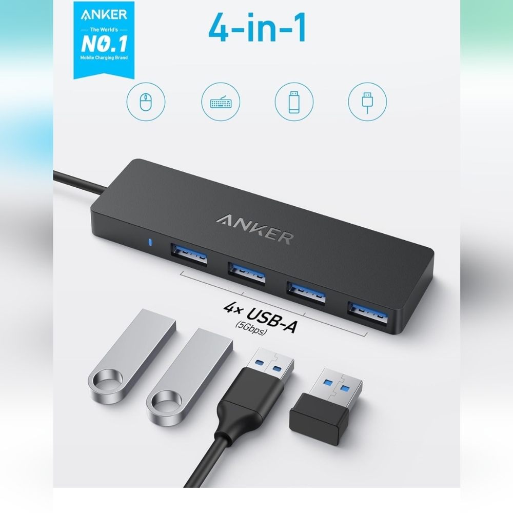 Anker 4-Port USB 3.0 Hub with 5Gbps Data Transfer